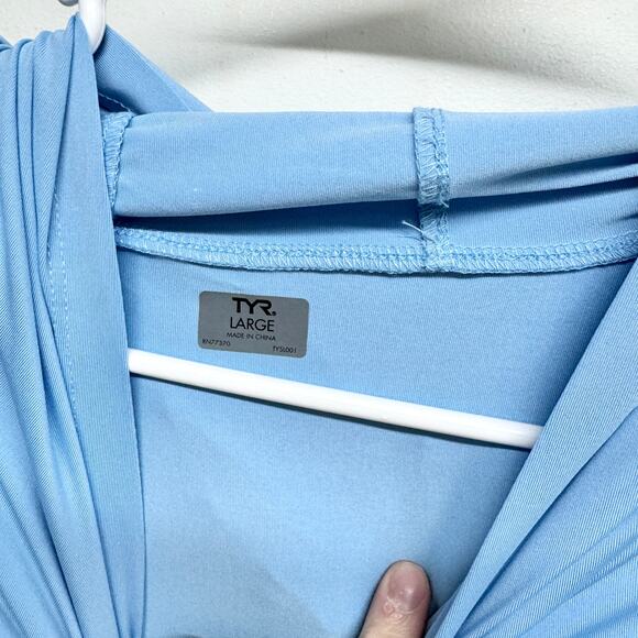 TYR Men's Long Sleeve Sun Protection Performance Hoodie Shirt UPF 50+ Size Large - Picture 3 of 5